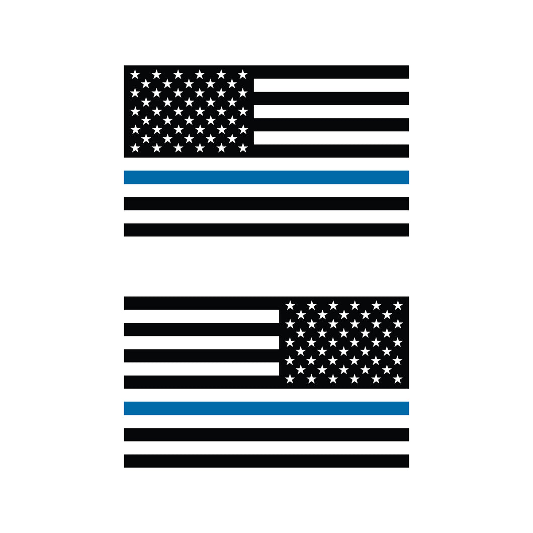 Thin Blue Line American Flag Decals (1 pair)