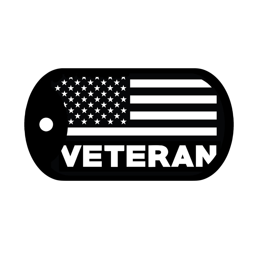 American Flag Veteran Dog Tag Decal